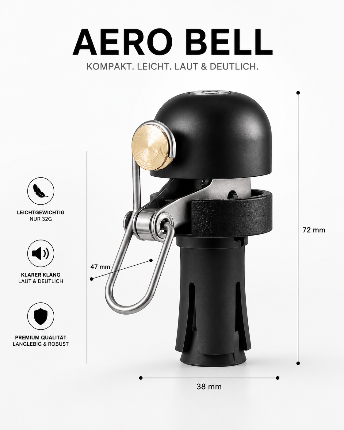 CYVORI Aero Bell – Minimalistische Fahrradklingel aus Aluminium | Rennrad & Gravel