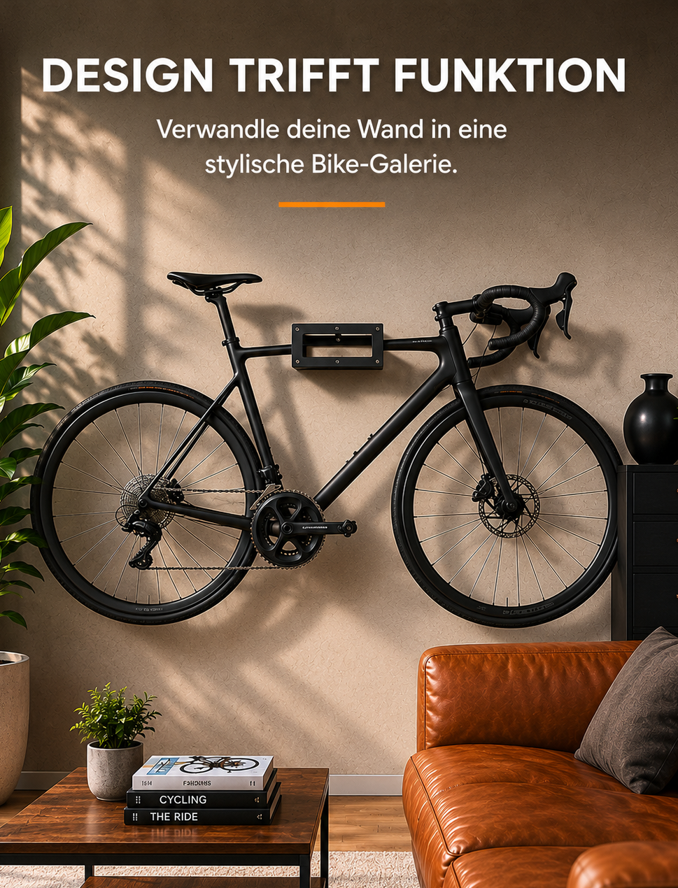CYVORI Velo Wall Mount – Fahrrad Wandhalterung mit Helmhalter | Stahl