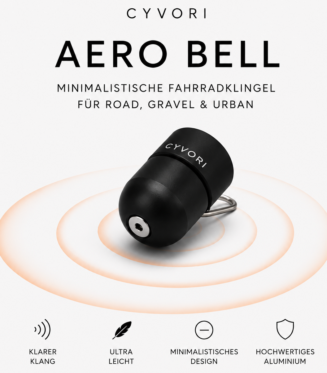 CYVORI Aero Bell – Minimalistische Fahrradklingel aus Aluminium | Rennrad & Gravel